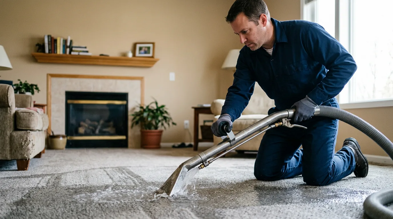 Water damage restoration technician working near Pomona, NJ